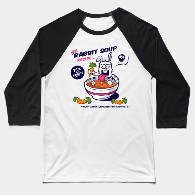 Rabbit Soup Baseball T-Shirt by Squinked